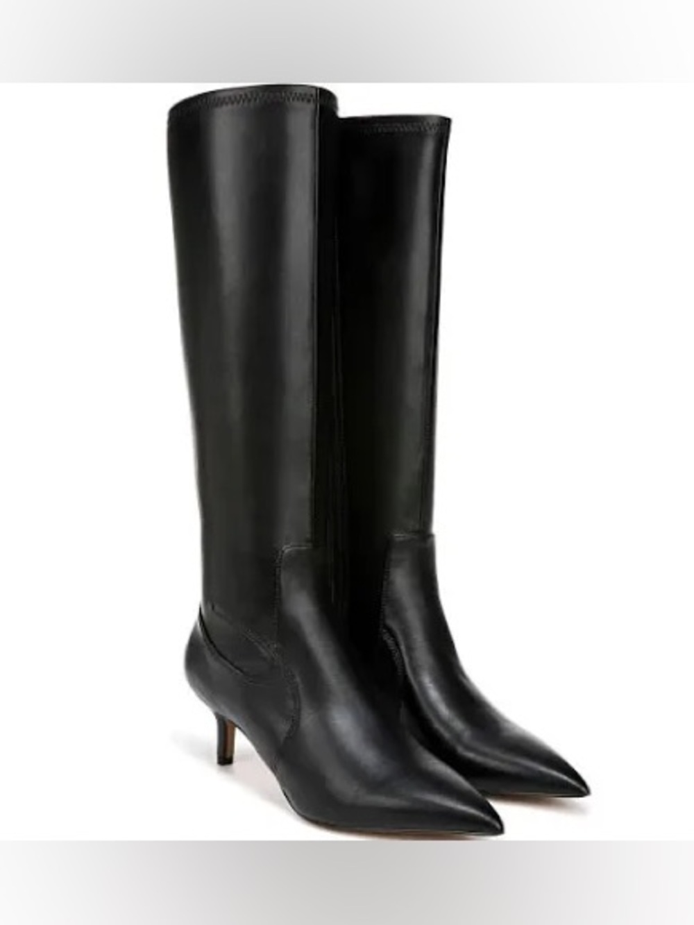 Franco Sarto Black Leather Over-the-Knee Pointed-Toe Boots